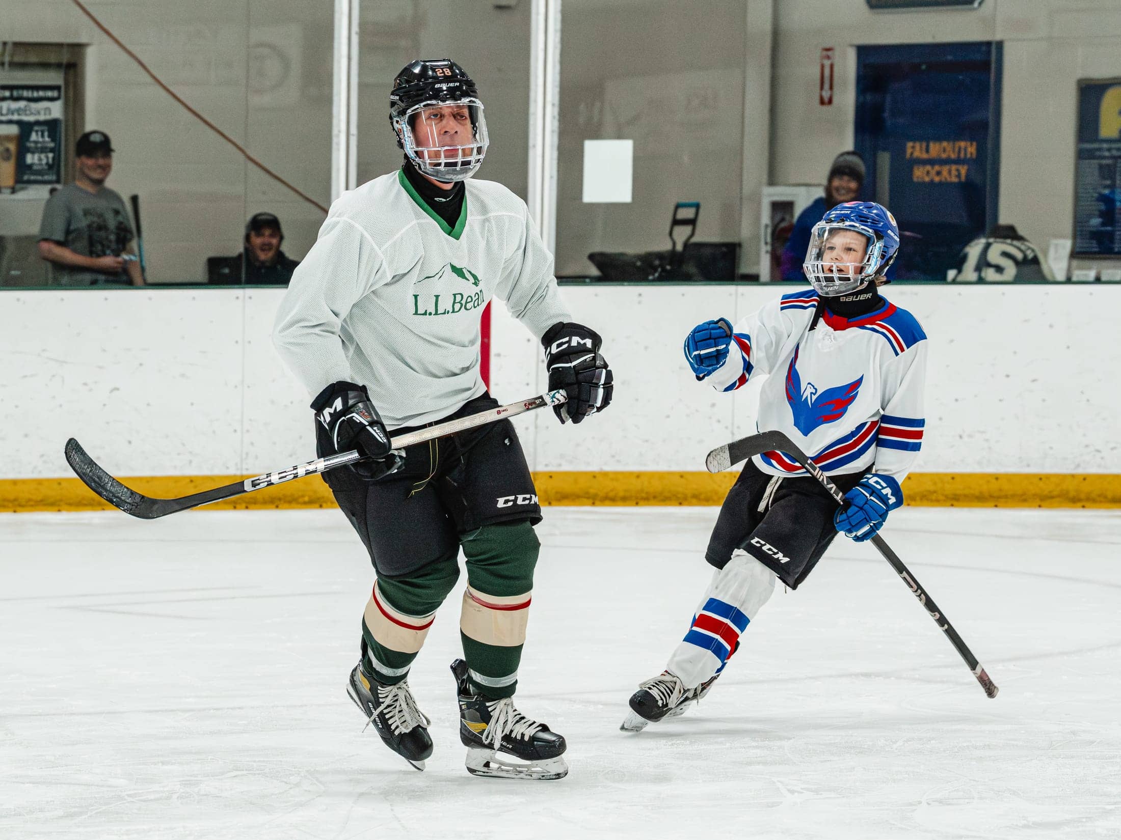 Players on the ice at the Maine Chill Pride Cup