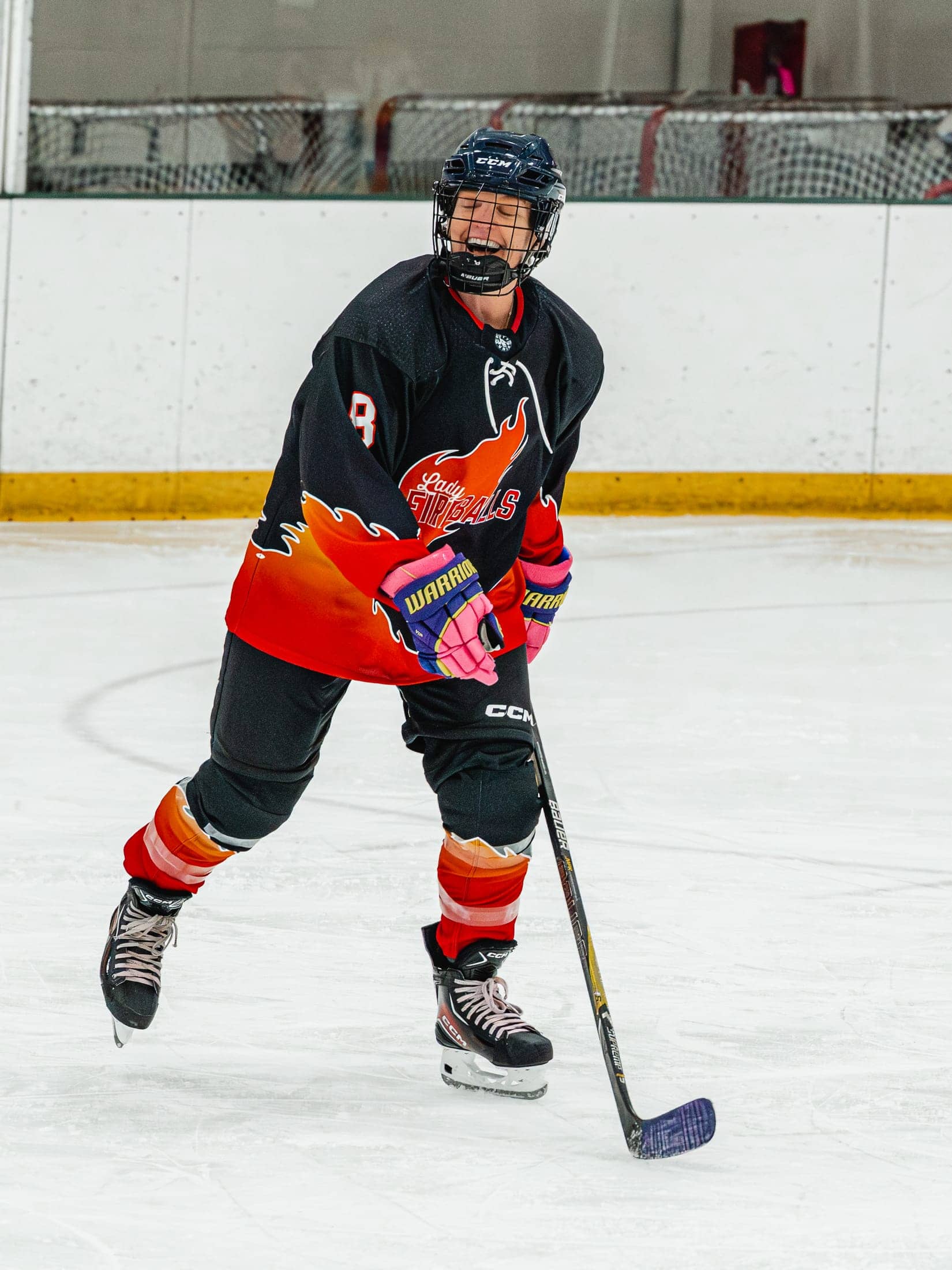 Players on the ice at the Maine Chill Pride Cup