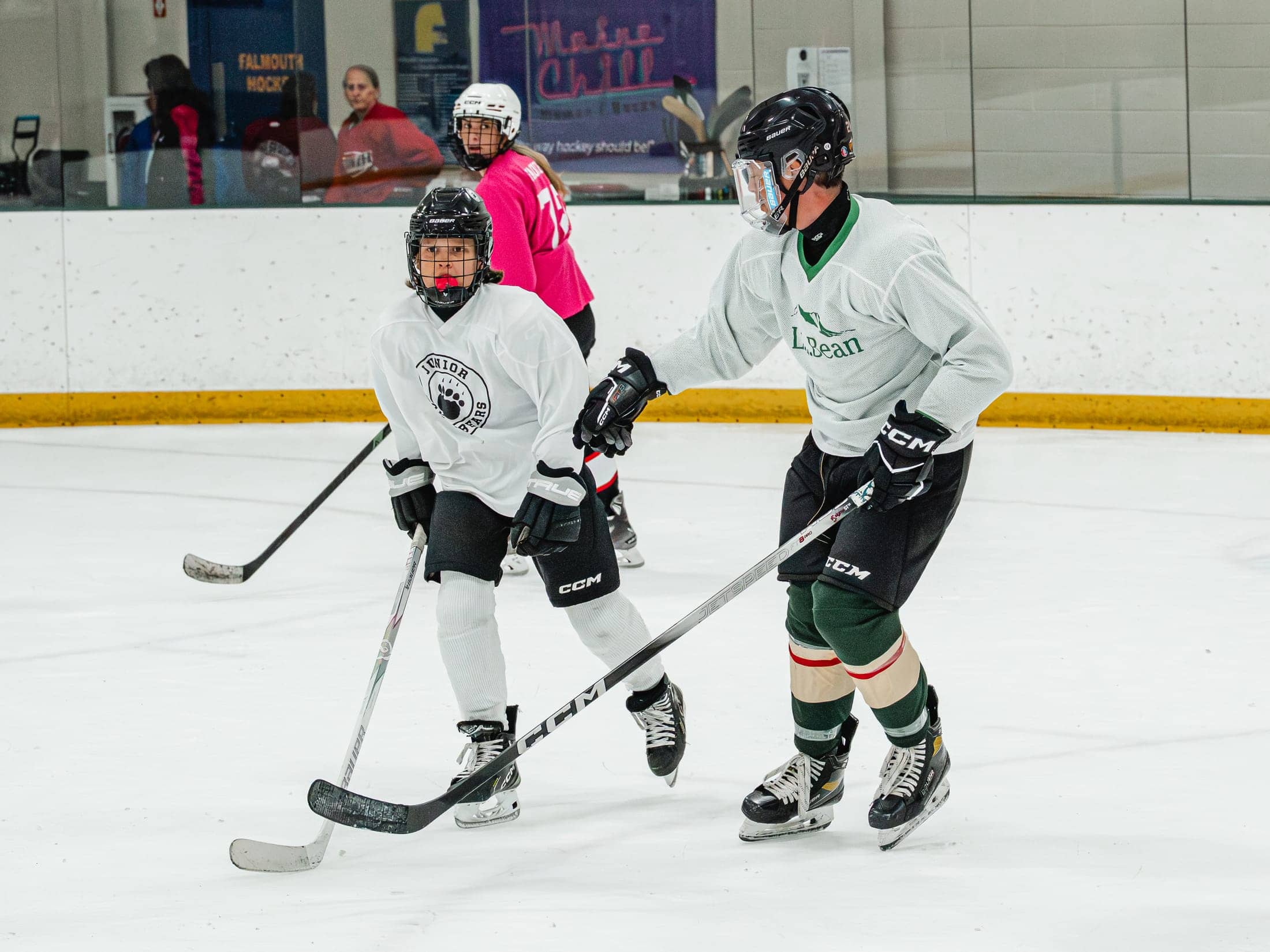 Players on the ice at the Maine Chill Pride Cup