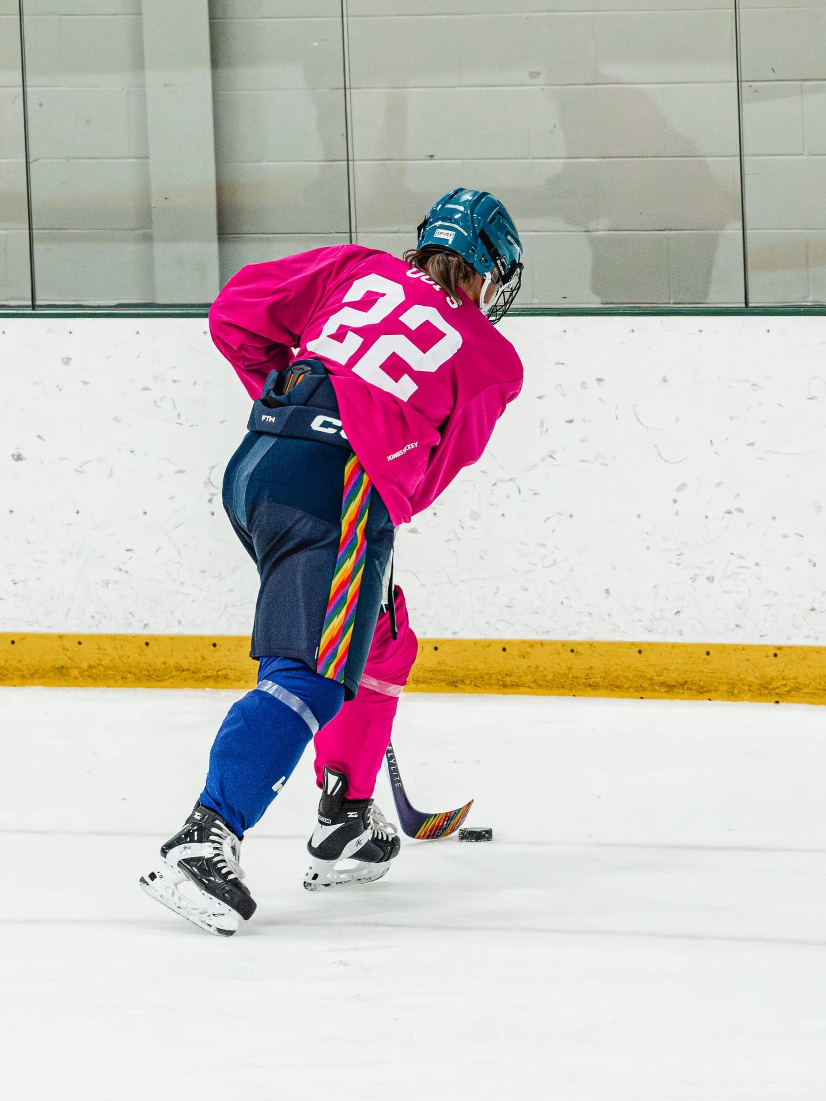 Players on the ice at the Maine Chill Pride Cup