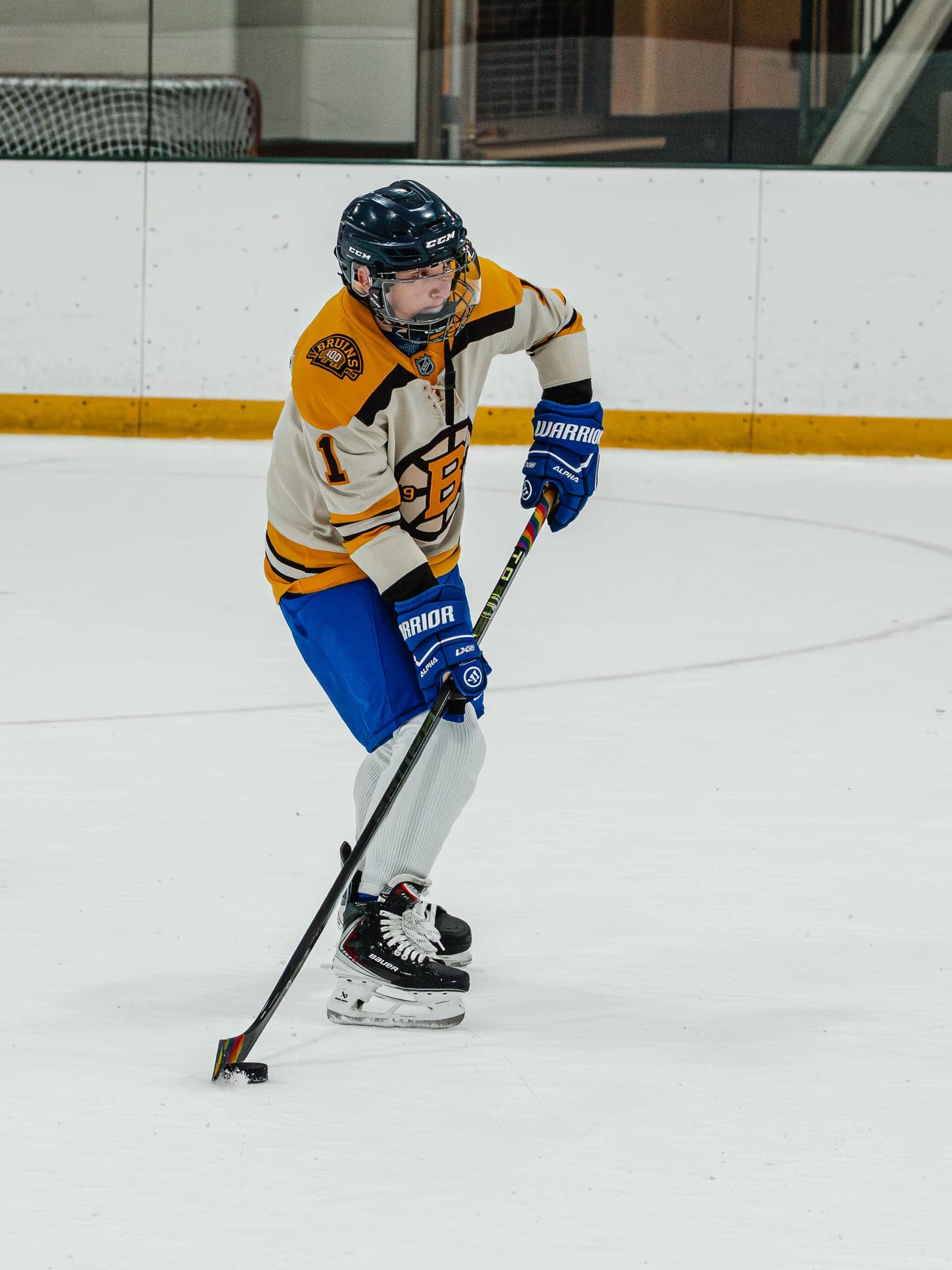 Players on the ice at the Maine Chill Pride Cup
