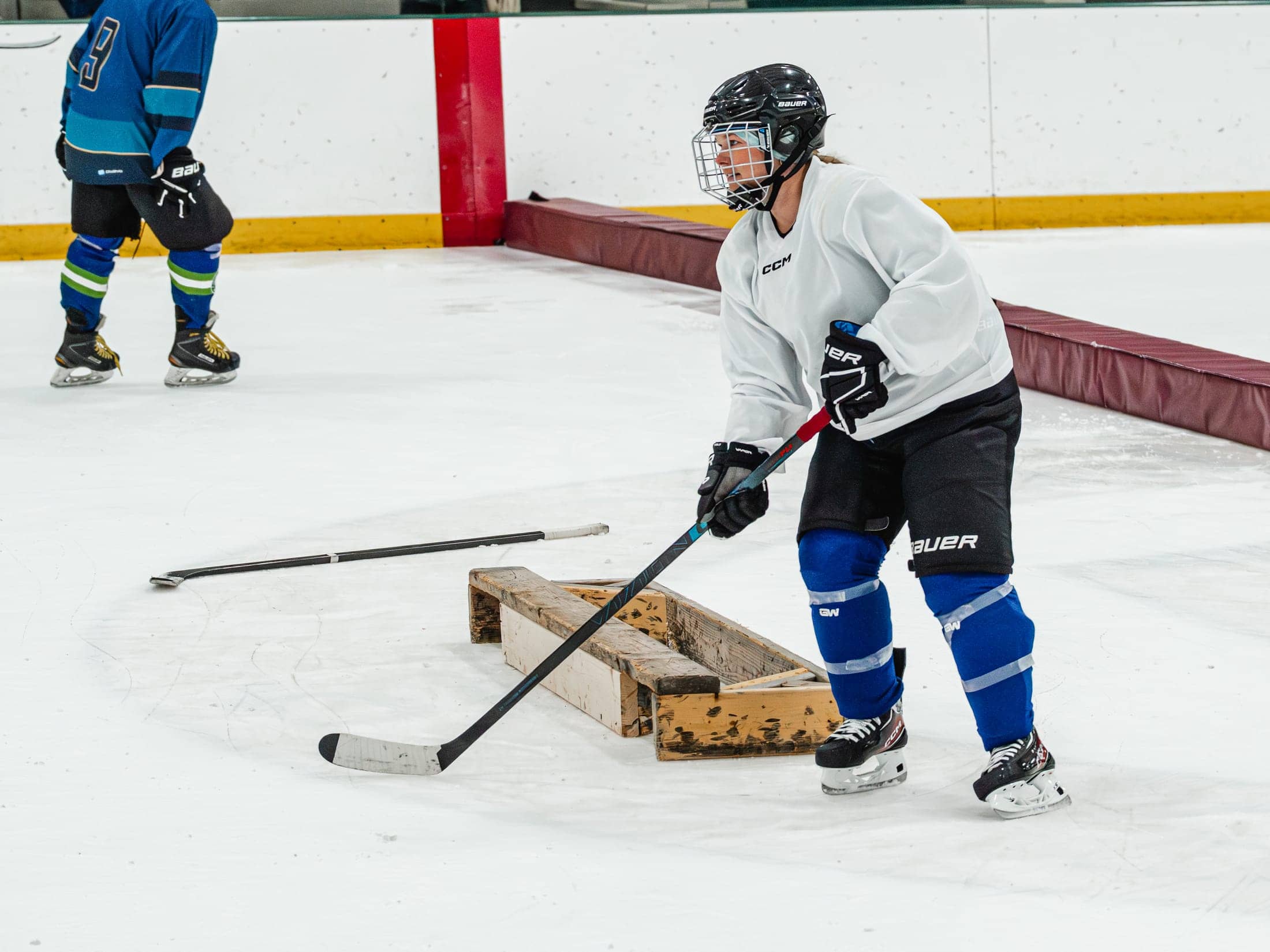 Players on the ice at the Maine Chill Pride Cup